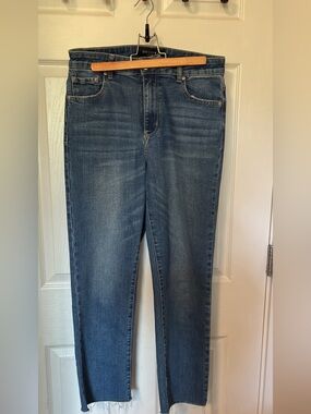 DECJUBA Women's Straight Leg Midwash Blue Jeans